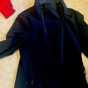 Black bench double zipper weather resistant coat